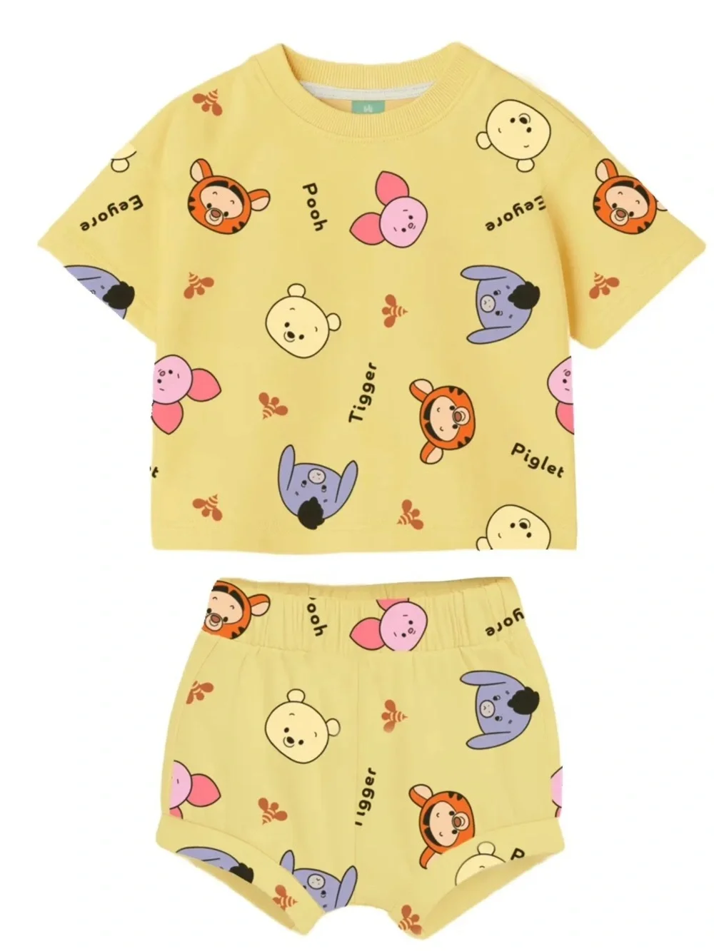 Disney Yellow Winnie the Pooh Baby Boy 2 Piece French Terry Short Set - Picture 2 of 11